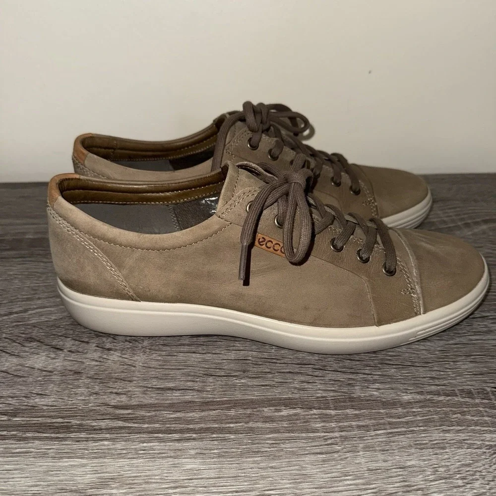 ECCO Mens Navajo Brown Gray Soft Leather‎ Sneakers Size 10